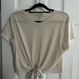 Lululemon Cream Tie-Front Crop Pilates Top